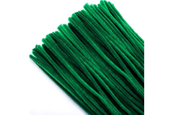 TOAOB 100pcs Fil Chenille Tiges de Fils Chenille Vert Cure Pipes Cleaner Couleurs Assorties Cleaners Crafts Set 6mm x 300mm pour DIY Artisanat Décoration Fournitures Loisirs Creatifs