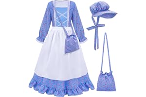 MELAND Victorian Costume Girl, Fancy Dress up with Apron for Girls Aged 3 to 12 Years Old, Halloween Role Play Costumes for World Book Day