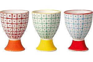 BLOOMINGVILLE Portadores de Huevos Carla - Huevera, Soporte de Huevos Ø 5 x H 7 cm, Rojo Azul Verde, Cerámica, Juego de 3