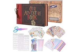 XIONGXIONG Adventure Book Scrapbook Album Fotoalbum,3d Cover,Leder Kordelzug,Mit einer Box von Scrapbook ZubehörR,Our Adventure Book Geschenk für Freund,JubiläUmsgeschenk