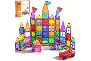 Perbabe Magnetic Tiles, 61PCS Magnatiles Stronger Magneticc Tiles for Kids 3D Magnetic Building Blocks STEM Montessori Toys Toddler Toy for 3 4 5 6 7 8 Year Old Educational Construction Birthday Gifts