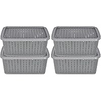 Heart Home Multipurposes Large M 20 Plastic Basket, Organizer For Kitchen, Countertops, Cabinets, Bathroom With Lids…