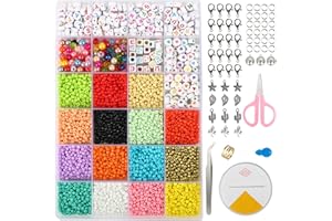 WQDD STANPET 4500+Perline per creare braccialetti, Lavoretti per bambini, Braccialetti di perline, Kit per creare braccialetti con lettere, Perline per collane fai da te, Regalo artigianale