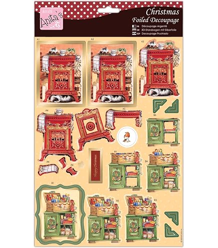 Anita's Decoupage-Blätter – Foliert Mit Weihnachtskatzen-Motiven, Perfekt Für Karten & Bastelprojekte