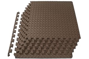 ProsourceFit Puzzle Exercise Mat ½ in, EVA Interlocking Foam Floor Tiles for Home Gym, Mat for Home Workout Equipment, Floor Padding for Kids, Cream, 24 in x 24 in x ½ in, 24 Sq Ft - 6 Tiles