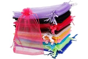 RosewineC 100 Stück Organzasäckchen, Organzabeutel Bunt, 10x15CM Organzasäckchen Geschenk Säckchen Geschenkbeutel Organza, Hochzeit-Säckchen Seifensäckchen Lavendelsäckchen-Säckchen
