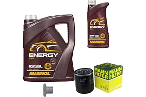 EISENFELS Filter Set Inspektionspaket erstellt mit 6 L Motoröl MANNOL Energy 5W-30, MANN-FILTER Ölfilter, Verschlussschraube