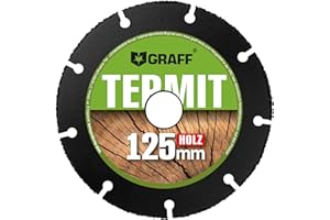 GRAFF Termit Disco de Corte para Madera 125 mm - Disco Amoladora 125 para Cortar Madera, Laminado, Plástico - Carburo de Tungsteno Disco de Corte para Amoladora Angular