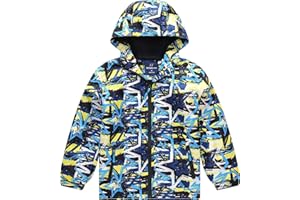 Fewlby Giacca Impermeabile con Cappuccio, Bambino Giacca a Vento Impermeabile con Cappuccio Cappotto Foderato in Pile Ragazzi Capispalla per 3-12 Anni