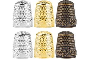 PRETWAD 6 Stück Fingerhut, Einstellbares Fingerspitzen-Protektor Set,Metall Nähhüte zum Hand,Stabile Näh Fingerschutz aus Metall mit kleinen Rillen,Metall Näh-Fingerhut Metall zum Nähen,Haushalt Fingerlinge