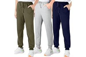 BIG ELEPHANT Confezione da 3 Pantaloni Sportivi per Bambini, Joggers in Cotone con Tasche e Coulisse Regolabile