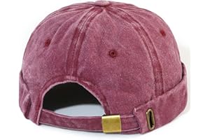 MESU Mens Docker Cap Brimless Hats Worker Sailor Cap Rolled Cuff Retro Beanie Hat