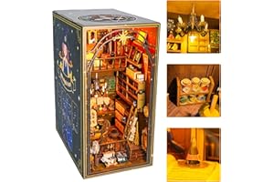 HIGSPE Book Nook DIY Kit, Casa de Muñecas en Miniaturas Maquetas de Madera con Muebles y Luces LED, 3D Magia Decoración de Inserción de Estantería Creativa, Regalo para Niño Adultos