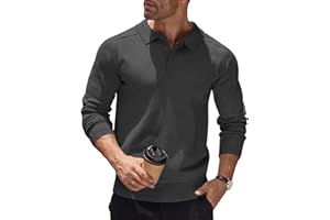 COOFANDY Herren Pullover Mit Polokragen Strick Polo Pullover Langarmshirt Strickpullover Männer Pulli Winterpullover Basic Einfarbig Poloshirt Regular Fit
