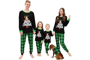 Neufigr Matching Christmas Pyjamas,Family Christmas Pyjamas Set,Family Christmas Pjs,Xmas Couples Pyjamas for Women Men Kids Dogs