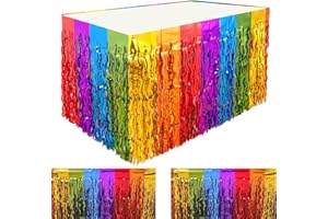 JISRKP 2 Pack Rainbow Decorations, Rainbow Table Cloth, Pride Decorations for Birthday Holiday Wedding Engagement Bridal Shower Unicorn Party, 75x275CM Table Skirt