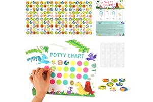 MOOSONO 10 Potty Training Reward Chart, 280 Dinosaur Potty Training Stickers, 1Toilet Training Chart, Reward Charts for Children Behaviour Boys Girls Toddler Kids Gift