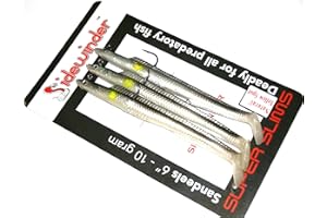 Sidewinder super slim 6"- 10grm sandeel lures natural/yellow spot pack of 3