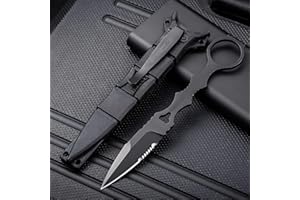 Amacigana Small Knife, EDC Knife with Kydex Sheath, Pocket Knife, 17 cm 440C Fixed Blade Hunting Knife, Sharp Pocket Knife, Pocket Tool, Belt Knife for Outdoor Camping Fishing Hiking