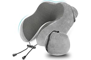 ‎LUXSURE LUXSURE Reisekissen Nackenkissen Travel Pillow Weiches Memory Foam Baumwolle U-Förmiges Kissenüberzug Maschinenwaschbar Nackenhörnchen Nackenstützkissen für Flugzeug,Zug,Auto,Büro und Camping (Grau)