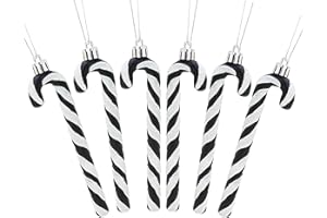 Christmas Concepts® Paquete de 6 a 13 cm de caña de Caramelo Brillante para árbol de Navidad (Negro y Blanco)