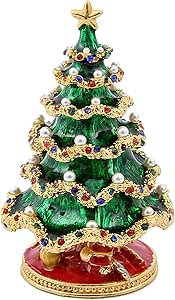 Anni 70 Albero Di Natale Vintage.Qifu Ricco Dipinto A Mano A Forma Di Albero Di Natale Gioielli Portagioie In Stile Vintage Con Brillantini E Smalto Unique Gift Home Decor Best Ornamento Your Collection Amazon It Casa