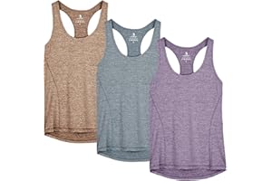 icyzone Débardeur de Sport Femme Dos Nageur Yoga Shirt sans Manches Running Fitness Tank Top, Lot de 3