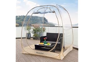 Alvantor Pop-Up-Bubble-Zelt, Instant Iglu-Zelt für 2 bis 3 Personen, Sichtschutzhaus für Terrasse, großer übergroßer Wetterschutz, Kälteschutz Campingzelt, 1,8 x 1,8 m, Beige