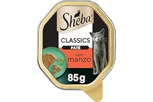 Sheba Paté Classics, Cibo per Gatto con Manzo, 22 Vaschette da 85 g, Totale 1870 g