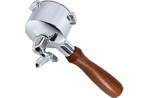 ‎NEOUZA NEOUZA Espresso Portafilter 54 mm, kompatybilny z ekspresem do kawy Breville Sage 870/875/878/880, kosz bez ciśnienia, podwójne wylewki (3 uszy), srebrny i drewniany
