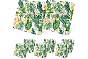 LiveGo Lot de 8 housses de coussin extensibles pour canapé d'extérieur - Housses de protection douces et flexibles - Feuilles vertes