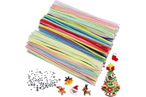 GENHH 400 Pièces Fil Chenille + Pièces 100 Yeux Branlants Autocollants Chenille Loisir Creatif 16 Couleurs Cure Pipe pour DIY Décorations Artisanat Créatif Creatifs