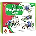 Butterfly EduFields 4 In 1 Wooden Mechanical Model Cars Kits, Motorized Construction Engineering Set, 3D Building Puzzles, Educational Diy Stem Toys Fo