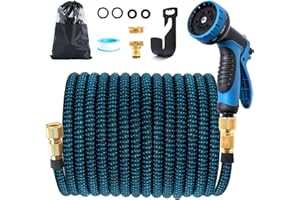 Jsdoin Tubo Acqua Giardino 15 Metri - Tubo Estensibile per Giardino con Pistola a Spruzzo a 10 Funzioni, Canna per Irrigazione con Adattatori da 1/2" e 3/4" per Innaffiare,Giardinaggio e Lavaggio Auto