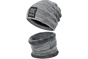 Bequemer Laden Uomo Donna Invernali Cappello in Maglia e Sciarpa con Fodera in Pile, Cappelli e Scaldacollo per Ciclismo, Moto, attività All'Aperto, Taglia Unica