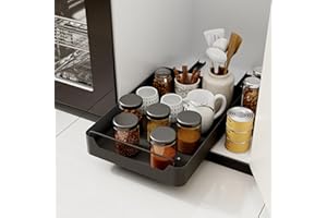 Giklux Cassetto Telescopico Estraibile Adesivo Cucina, 35 * 42 CM Cassetti Estraibili Organizer Scorrevoli, per Mobili, Armadio Interno, Sottolavello, Ausziehbar Schublad Küche Nero
