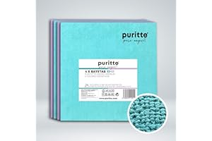 Puritte Pack de 4 Bayetas PU Micro Premium Paños de 2 Colores (2 Turquesa + 2 Lila) Suaves Especial Griferia, baños, sánicos, Muebles, encimera, Acero Inoxidable