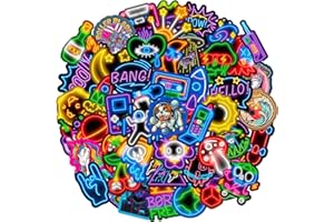 SHAMOPARTY 100 Rocket Neon Dazzle e Mix and Match Adesivi per Laptop, Skateboard, Bicicletta, Diario, Valigia, Casco, Auto, Moto - Impermeabili, Graffiti, Psichedelici