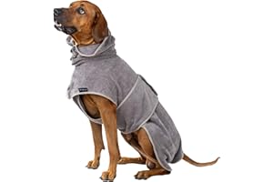 CANICOAT® Hundebademantel Lavari mit Handtuch, 100% Baumwolle, Oeko-TEX® Zertifiziert (Größe:11, Hellgrau)