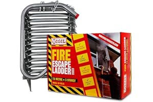 Vigil Three-Storey Fire Escape Ladder – Emergency Safety Portable Steel Ladder - Compact Lightweight External Rescue Ladder - 350 Kg Capacity - Universal Window Mounting - 7.5m/24 feet, 6 inches