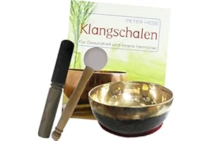 NATURHEILMITTEL HEILSTEINE METHUSALEM GMBH NEU-ULM Klangschale Bengali 5-teiliges Klangmassage Set mit BUCH von Peter Hess. Therapie-Qualität: BAUCHIGE KOPFSCHALE ca. 400-450g ca. 12-14cm mit Kissen, Holz-Leder-Reibe- & Therapie-Klöppel. 70177