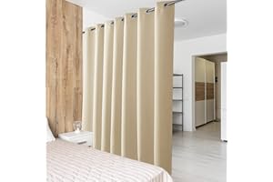 PONY DANCE 1 Pezzo Tenda Oscurante con Occhielli - Tende Oscuranti Camera da Letto Pannelli Divisori Tende Finestre Soggiorno Tenda Beige Extra Larga, L 254 x A 210 cm