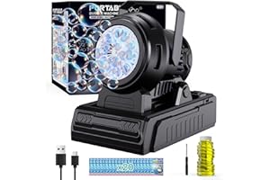 Panamalar Macchina per Bolle di Sapone Angolo Regolabile, Professionale Macchina Bolle Automatica per Bambini 20000+ Grandi Bolla con 10 Fori/Soluzione/Luci per Esterno Festa Matrimonio Giardino-Nero