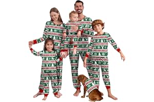 MoneRffi Pijama Navidad Familiar,Pijamas de Navidad Renos Estampada, Conjunto Pijama Familiar a Juego,Mujere Hombre Niños Pijamas de Año Nnuevo