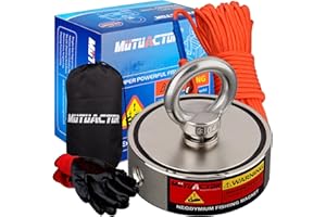 MUTUACTOR Super mocny magnes neodymowy połączony 400 kg, siła ciągnięcia, mocna lina magnetyczna 20 m, kolor srebrny lub szary