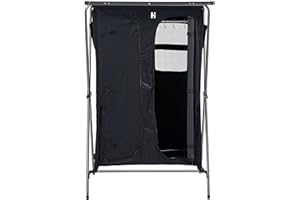 Hi-Gear Elite 6 Wardrobe with 5 Shelves, Hanging Rail & Side Pockets, Steel Frame, Easy to Assemble, Portable, Folding, Collapsible, Ideal for Camping and Festivals, includes Carry Bag, Black