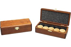 HOT GAMES H.O.T. Games Pions de Dames, en Boite Bois, Brun