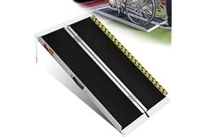 PURFINO Rampa per Sedia a Rotelle 122CM, Capacità 363KG, Rampa Disabili Pieghevole Antiscivolo in Alluminio con Superficie in Carborundum per Gradini, Soglie, Cordoli, Scale e Auto