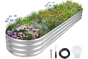 G GOOD GAIN Galvanized Raised Bed- Planter Boxes Outdoor, Raised Beds for Gardening, 8x2x1ft Metal Bed Kit for Vegetables Flower Herb, Planter Raised Beds