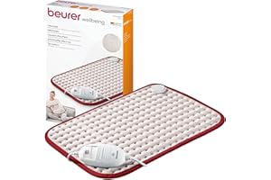 Beurer Coussin chauffant HK Comfort, coussin chauffant électrique flexible avec surface super douce, chaleur réglable avec 3 réglages de température, lavable en machine, arrêt automatique, 100 watts, 44 x 33 cm